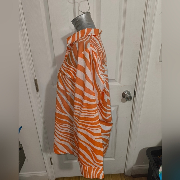Jones New York Vibrant Orange and Cream Striped Blouse 101 - Picture 2 of 4